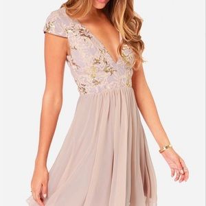 Blush Cocktail Dress with Gold Sequins